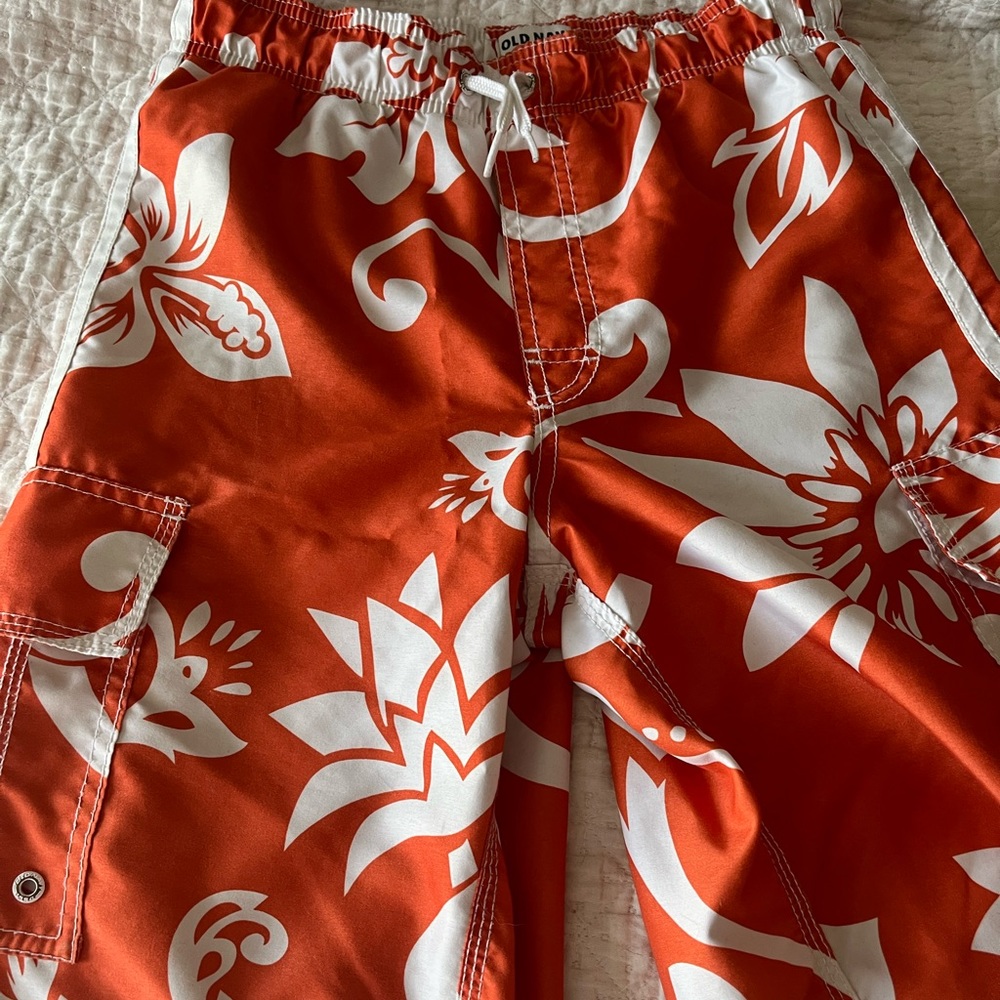 Boys swim trunks. Size XL. Orange and white
